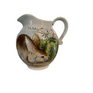 Maxcera Spring "Cabbage Bunny" Rabbit Garden 8" Ceramic Pitcher